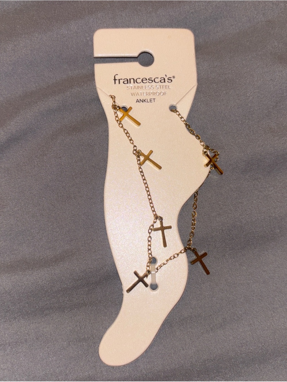 Francesca's Collections Gold Cross Charm Anklet Chain